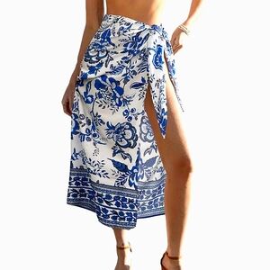 CUPSHE Women Sarong Swimsuit Cover Ups Side Tie Midi Beach Bathing Suit Coverup